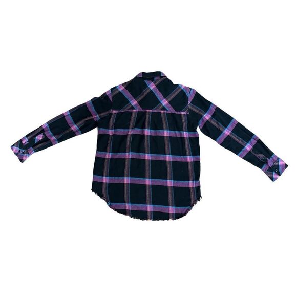 Rails Leo Long Sleeve Plaid Flannel Button Up Shirt Top Onyx Magenta Cayenne XS - Picture 4 of 11